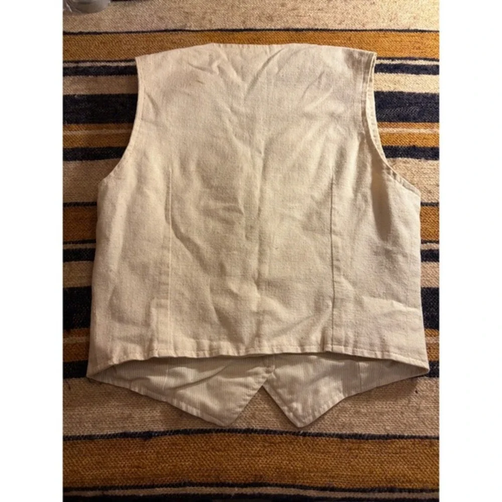 VTG Kids Cream Button Front Formal Waistcoat‎ Vest V-Neck Retro Cottage Coquette